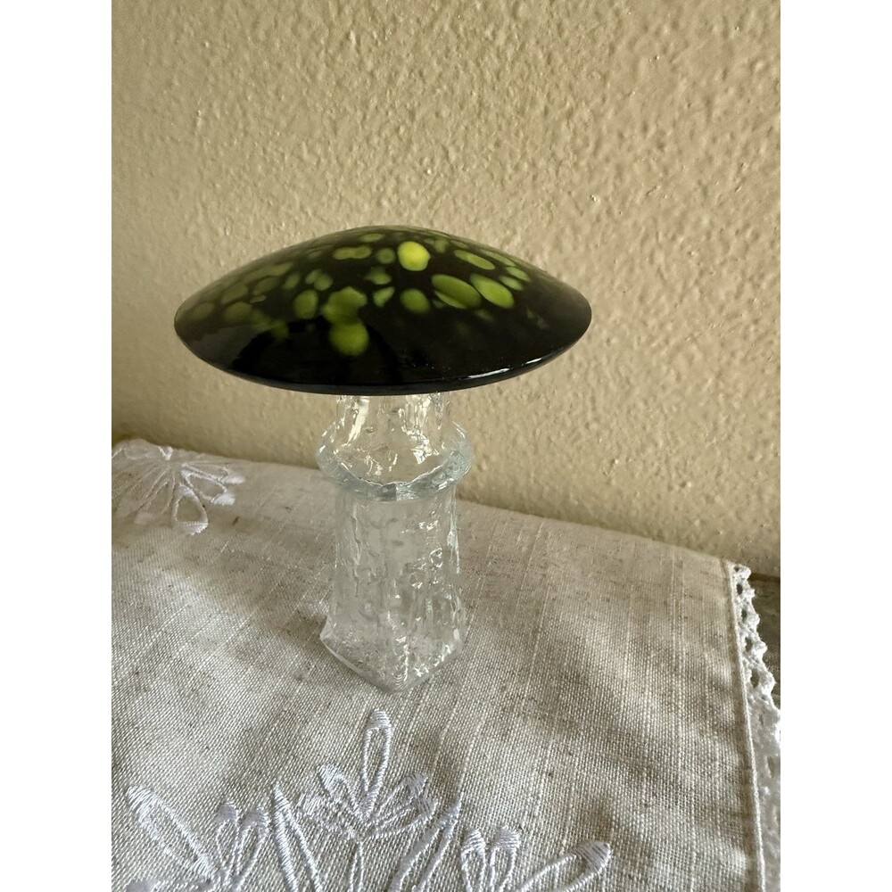 Vintage Art Glass Bo Borgstrom For Aseda Mushroom Green Sweden MCM